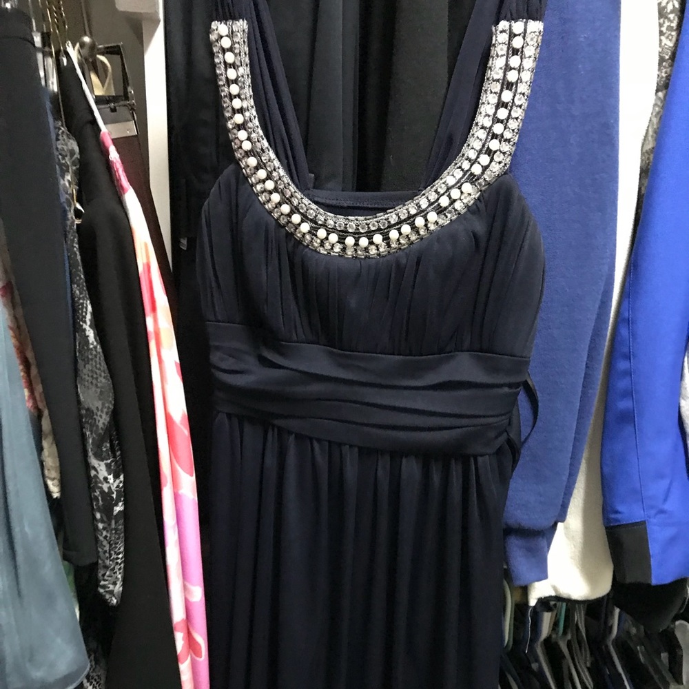 Navy dress with rhinestones